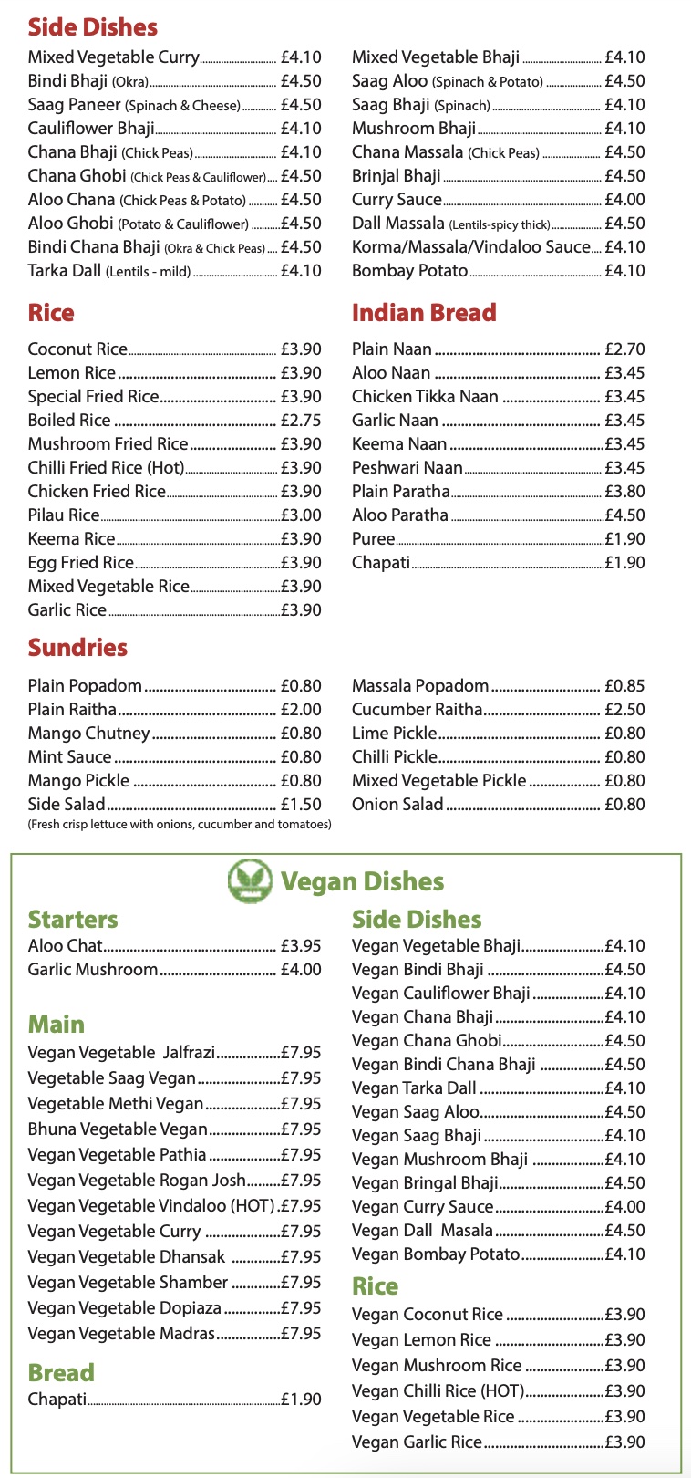 Alis Tandoori Takeaway Menu 4